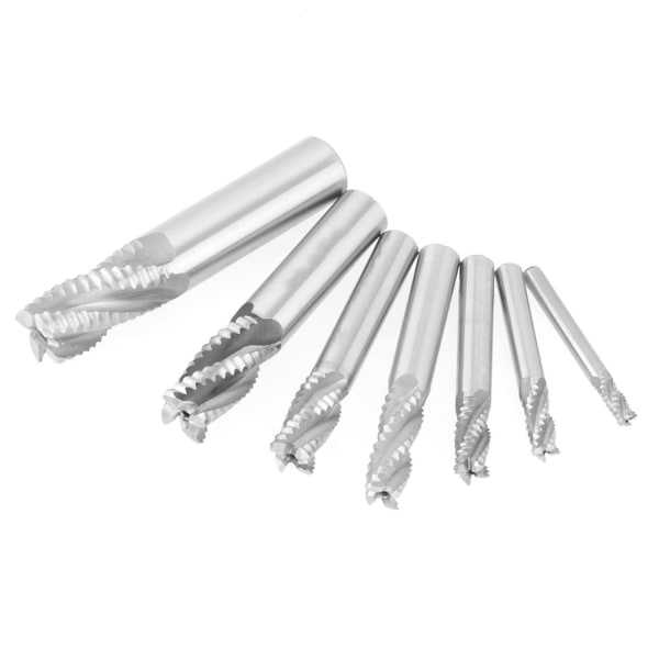 7 stk./sæt 4 Flutes 6-20mm HSS End Mill Router Bit Roughing Chipbreaker Fræser