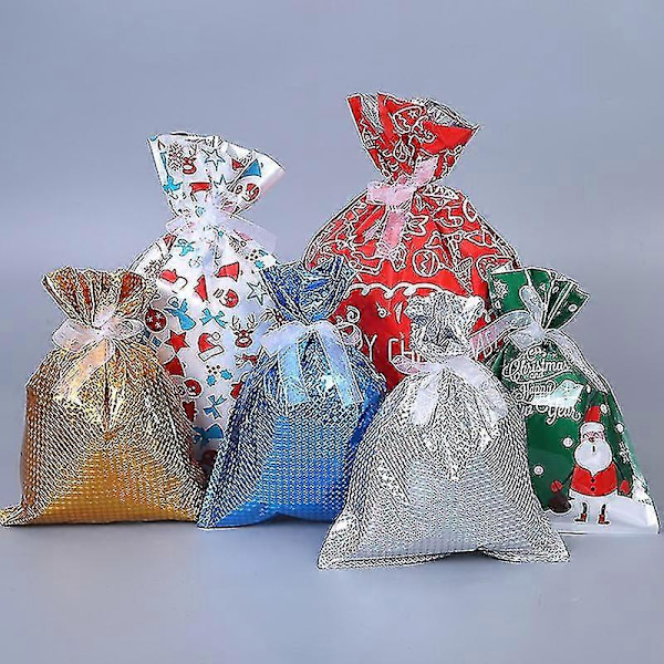 Julklappspåsar Julklapp Godis Förpackningspåsar Med Snören Och