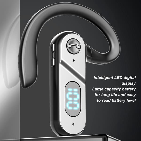 Bluetooth 5.2 Headset Ørekrog Design LED Digital Display Bluetooth Trådløse Øretelefoner til Forretningskørsel og Rejser