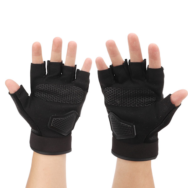 2 kpl pyöräilyhanskat musta hengittävä puoli sormea säädettävä nylon ergonominen pyöräilyhanskat ulkoiluun yksi koko
