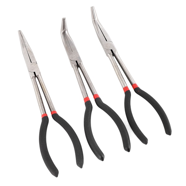 3-pack nåltång 11 tum stål förlängd rak 45 grader 90 grader lång näbbtång