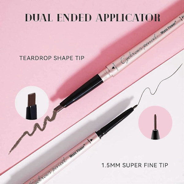 Ögonbrynspenna med Dubbla Ändar, Vattentät Brynpenna, Kladdfri Långvarig Ögonmakeup, 1-pack