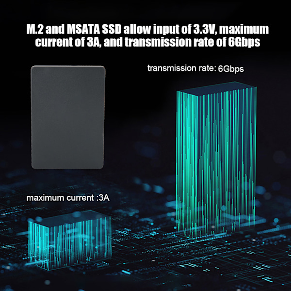 Kova levykotelo musta ABS SSD 2 in 1 M.2 B Key MSATA SATA 3.0 tietokoneen lisävarusteet