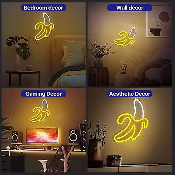 1 st LED Neon Bananformad Neon LED Ljusskylt Dekoration Neonljus för Sovrum Bar Hotell Fest Väggkonst Dekoration USB eller Batteridriven