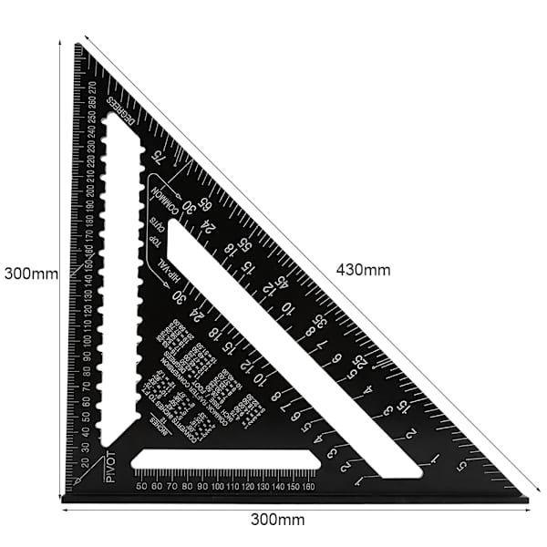 12 tommer aluminiumslegering trekantform firkantet lineal Precision Engineer Carpenter Måleværktøj