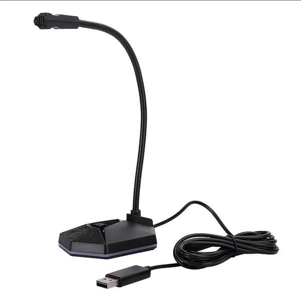 Datamaskinmikrofon RGB USB Bøybar 360 Grader Omnidireksjonell Driverfri PC Skrivebordsmikrofon