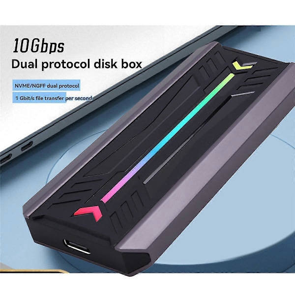 Dual Protocol SSD NVME M2 Harddisk Kabinett RGB Aluminium