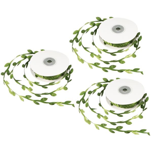 3 ruller kunstige blade vin DIY børnehave håndværk bryllupsdekoration tilbehør grøn