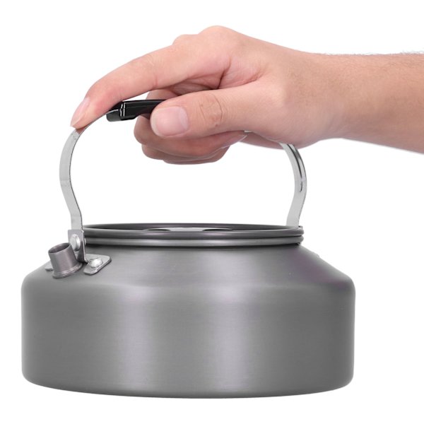 1,6 L bærbar camping kaffekjele utendørs fiske fotturer grill vannkoker (svart håndtak)