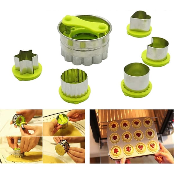 Kakskärare, Set med 6 Mini Sandwichformar, Kakformar i Rostfritt Stål för Fruktskärare Fondant Kex Kakor Bakverk Tårtdekoration Bakning