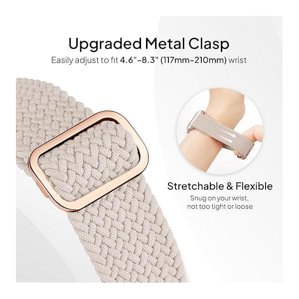 Flettet elastisk Solo Loop kompatibel med Apple Watch-rem 38mm 40mm 41mm 42mm 44mm 45mm 46mm 49mm for kvinner menn, nylon elastiske stropper armbånd for