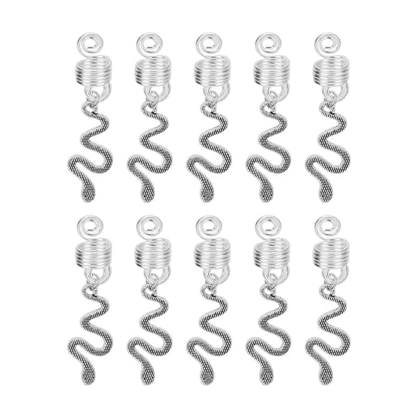 10 st legering skäggspole ormformad hängsmycke DIY dreadlocks spiralhårspolar vårhängsmycke tillbehör