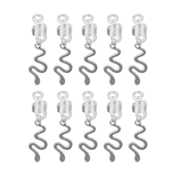 10 stk Legert skjeggspiral Slangeformet anheng DIY Dreadlocks Spiral hårspiraler Fjæranheng Tilbehør