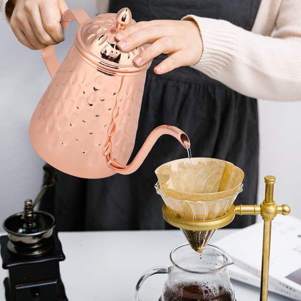 Wave Point Kaffedryppkanne i rustfritt stål, hellekanne, lang munn, håndbrygger