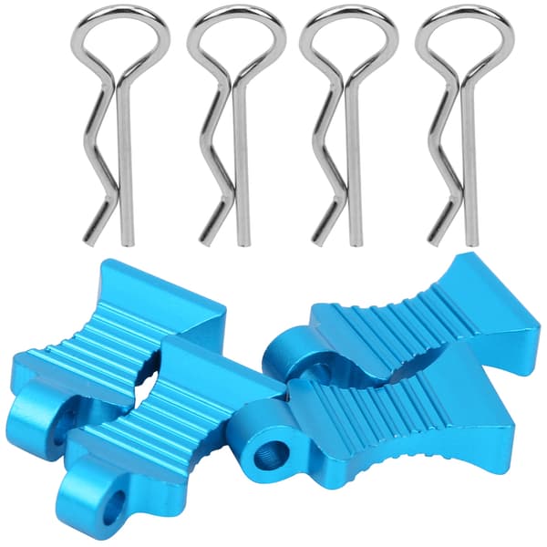 4st Aluminiumlegering R-typ Kaross Skal Klämmor Stift med Fästfäste för 1/10 RC Bil (Blå)