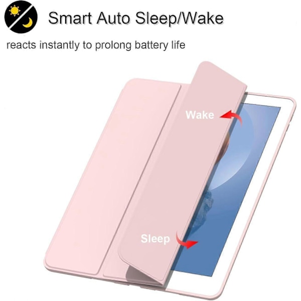 Pink, Beskyttende etui til iPad10.2/iPad10.5/iPad9/iPadAri3, Tyndt og blødt tre-foldet stativ Smart Case, Automatisk Sleep/Wake Up etui med penholder