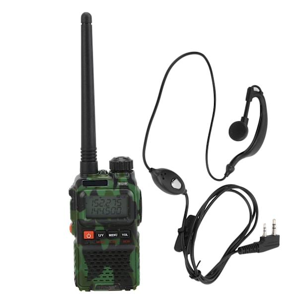 Bärbar Walkie Talkies Set Handhållen LCD-display Walky Talky med Hörlurar 100‑240VGrön EU-kontakt 100‑240V