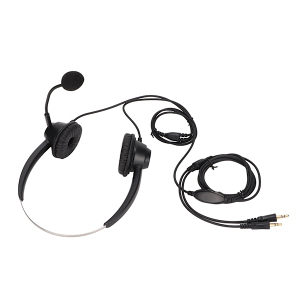 Telefonheadset Dubbel 3,5 mm Plugg Binaural Justerbar Volym Trådbunden Kundtjänst Hörlurar med Mikrofon för PC Företag