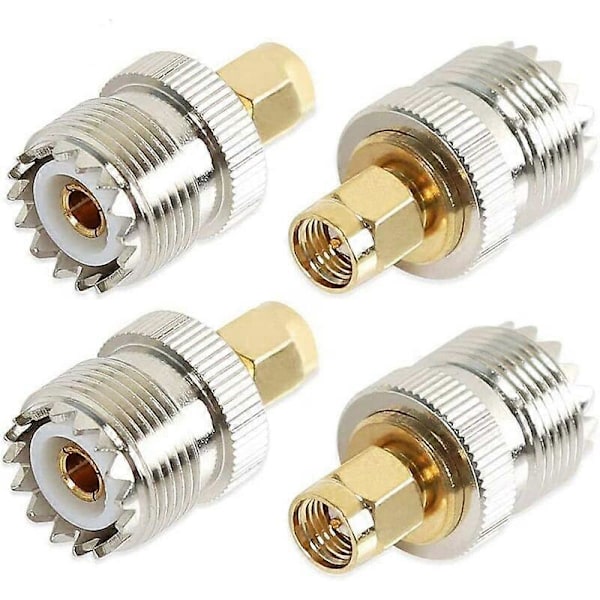 UHF Hun til SMA Han Adapter Koaksial Konnektor Bærbar Adapter til Antenne Tovejs Radio Konverter 4 stk