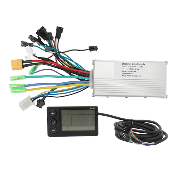 Elektrisk cykelcontroller sæt 36V 48V 60V 500W 28A børsteløs 3 tilstandscontroller 866 LCD displaypanel cykelkonverteringssæt