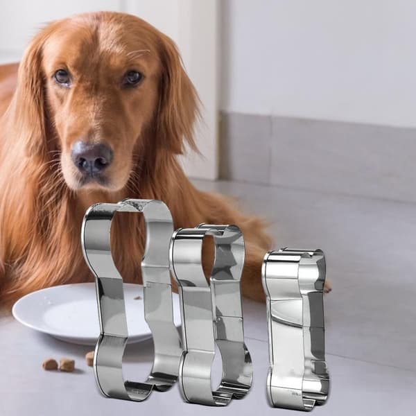3-delt kuttersett i rustfritt stål for hundeben-kjeks, DIY bakeverktøy