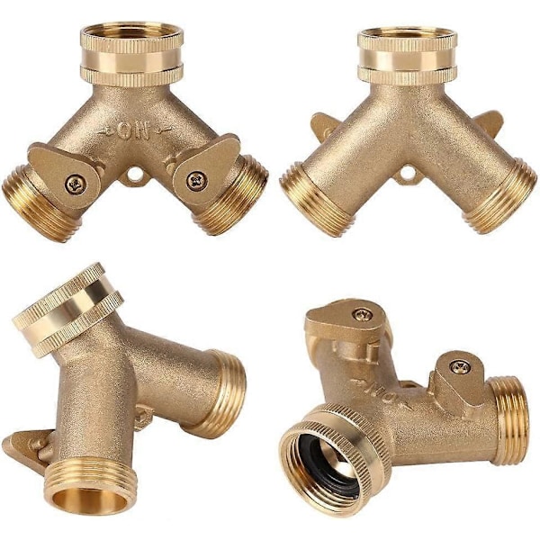 3/4\" Vandhane Connector Y Form Tap Connector Slange Vandhane Adapter 2 Vejs Messing Slange Adapter Svanehals Havevandhane Ventil Connector til Udendørs Havevanding