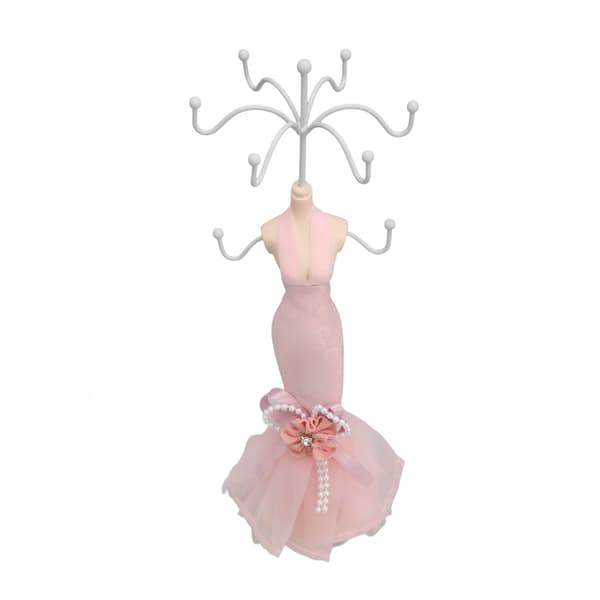 Mannekängställ Hängande Torn Display Harts Ringställ Modell Klänning för Flickor Kvinnor Rosa