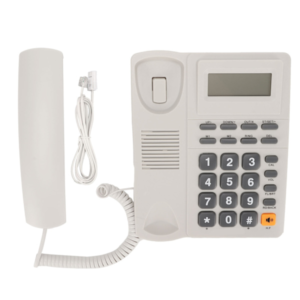 Ledning telefon støjreduktion hurtigopkald nummeridentifikation kablet fastnettelefon til kontor hvid