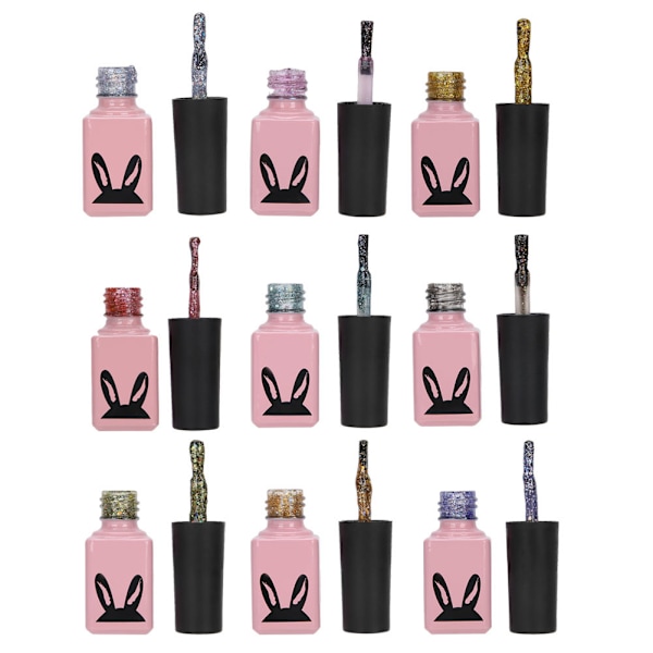 9 st Nail Gel Professionell Färgglad Nagellack Lim Set UV LED Manikyr Art Gel