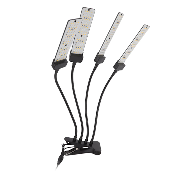 LED växtlampa 4 huvud flexibel fullspektrum belysning 5 växlar dimning klämma växt växer lampa med timing 100‑240V EU-kontakt