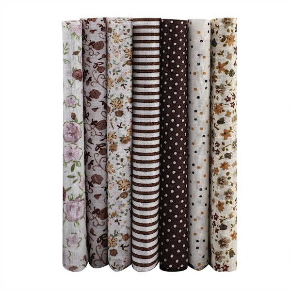7 stk 25*25 cm bomullsstoff DIY assorterte firkanter forhåndskutte sengepakke kvartalsbunt kaffedott