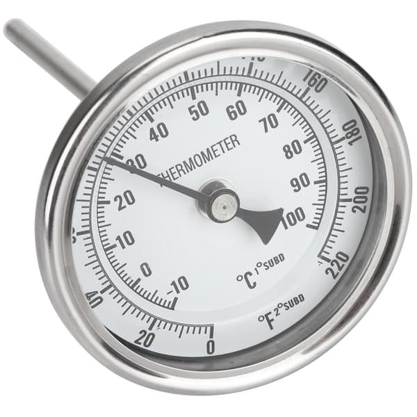 1/2 NPT Gevind Rustfrit Stål Skivetermometer Hjemmebryggerkedel Termometer 0‑220℉ /‑10‑100℃