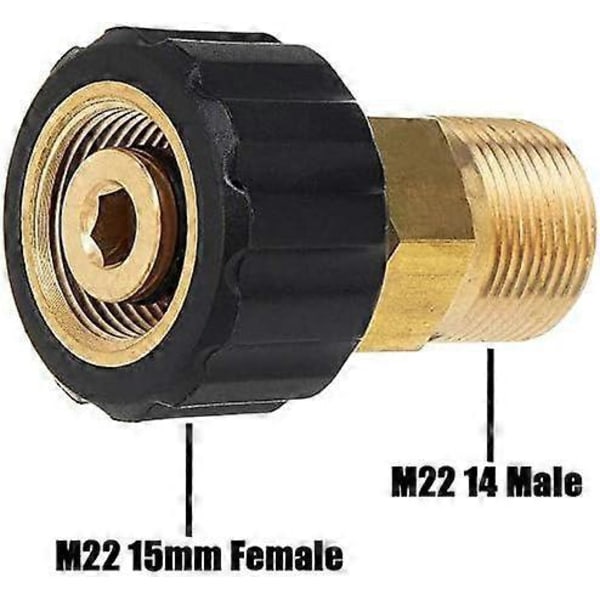 Højtryksrenser Fittings, M22 x 15mm Hun til M22 x 14mm Han Hurtigkobling Højtryksrenser Adapter