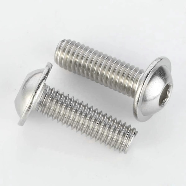 M4-0.7 x 8mm Flangeknaphoved Skruer, Rustfrit Stål 18-8 (304), Fuld Gevind, Unbrakonøgle, 50 STK