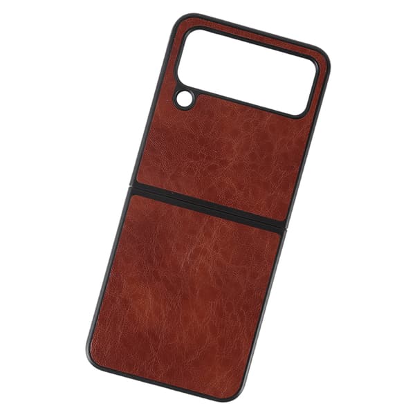 Vikbart telefonfodral PU-läder skyddande skal mjukt foder för Samsung Galaxy Z FLIP 4 Brun