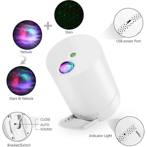 Ocean Galaxy Lys med Fjernkontroll, Nebula LED Stjerneprojektorlampe