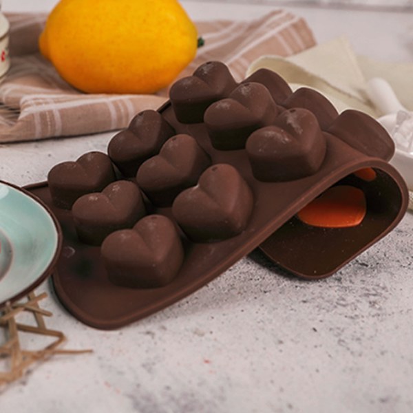 15 rum silikone hjerteform chokoladeform slik kiks kage bageform