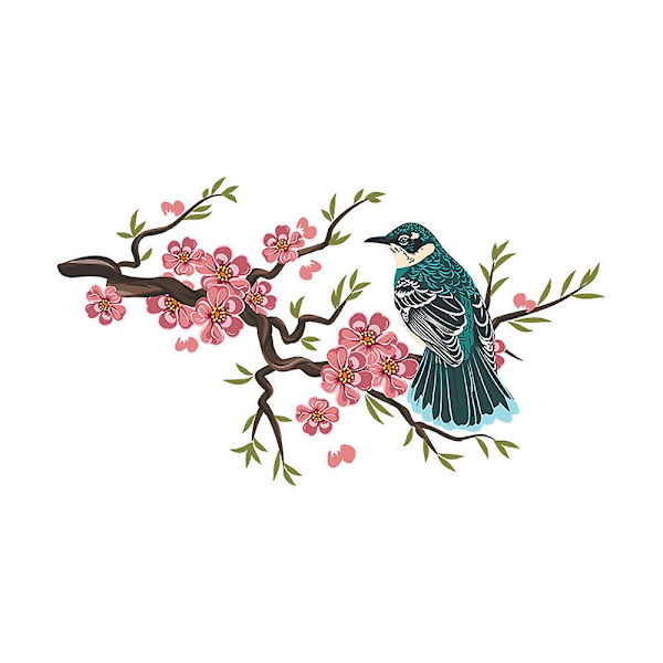 Fågelblommor Väggdekor Väggdekal Väggdekoration för Sovrum Vardagsrum Kontor