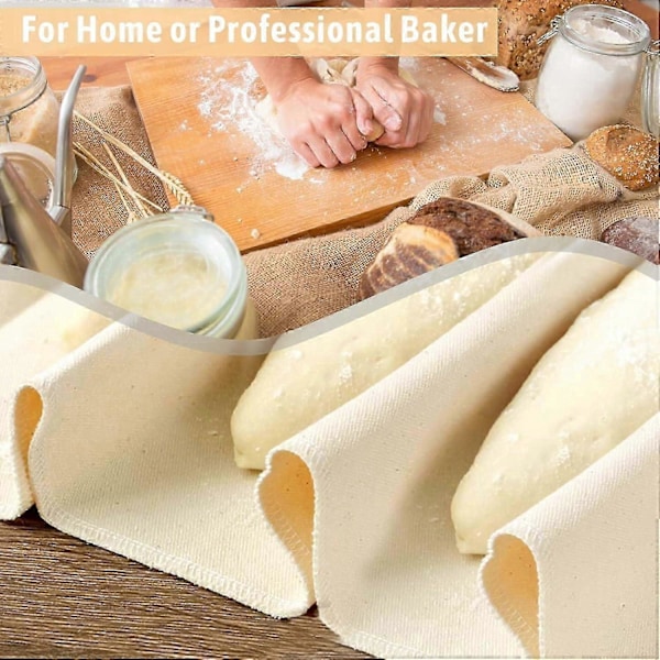 2 STK 45x75cm Professionel Brød Hæveklæde, Linned Couche Brød Hæveklæde til Baguette Brøddej Forberedelse og Bagning_SZXM