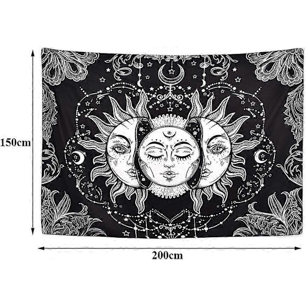 Sol og Måne Tarot Gobelin, Psykedelisk Vægophæng Gobelin, Tarot Vægtæppe Psykedelisk Vægtæppe, Soveværelse Kollegie Fest Dekoration Klud