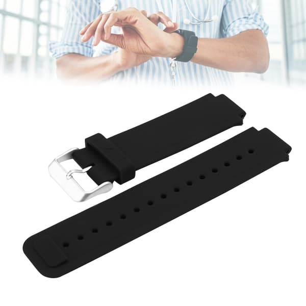Säädettävä silikageeli kellon ranneke rannekellon hihnan korvaava Garmin Vivoactive -kelloon (musta)