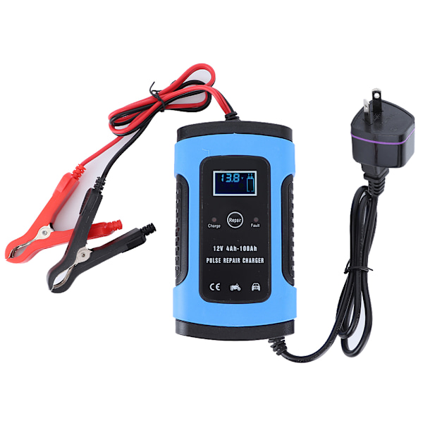 12V 6A Pulse Repair Battery Charger with Low Noise Cooling Fan for Car Motorcycle 100‑240VAU Plug