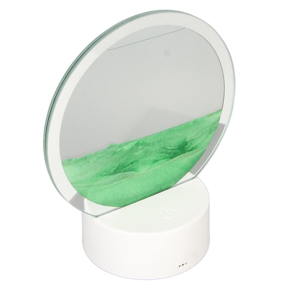Rörlig sandkonst rund ram 3D transparent glas batteri USB-driven belysning dynamisk sandbild för familjekontor café grön