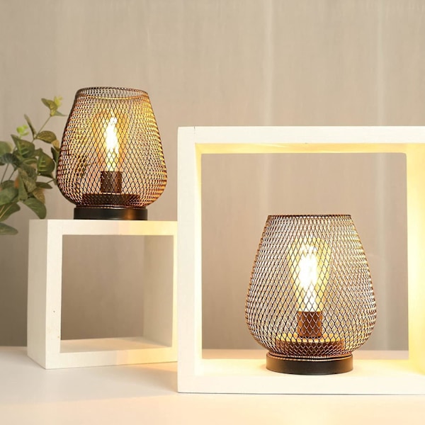 Designer Nattbordslampe Batteridrevne Bordlamper Metallbur Bordlamper Trådløs Stuelampe Bryllup Fester Terrasse Utendørs Innendørs (Eggform)