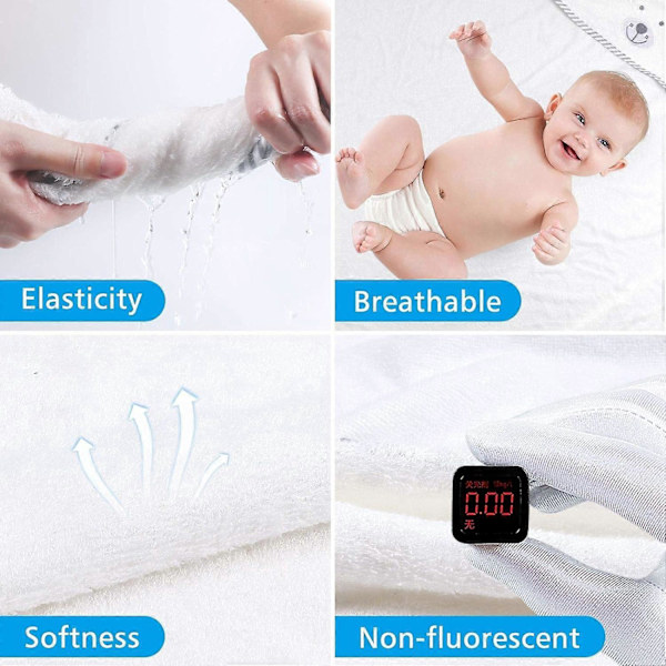 Badhandduk med huva för baby med tvättlapp, ekologisk bomullsfiber, söt björnördesign, vit mjuk andning