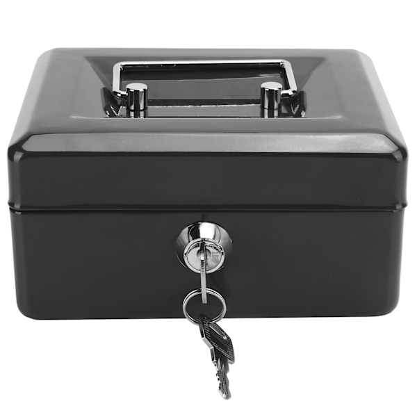 6in Mini Portable Cash Box Lockable Security Money Safe Box with Key Lock Home Office UseBlack