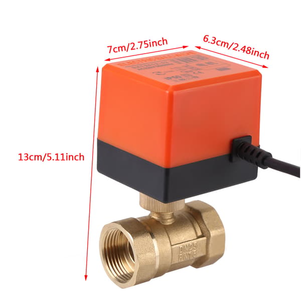 AC 220V Messing Elektrisk Motorisert Kuleventil 2-veis 3-leder 1.6Mpa Gjenget DN25