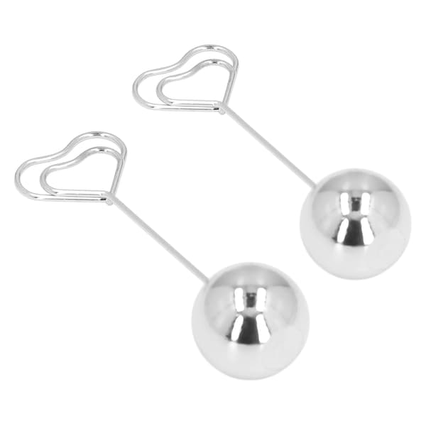 2 stk. bordnummerholder hjerteformet, fast, stabil, førsteklasses metall, solid, holdbar, bred bruksområde, plasskortholder sølv