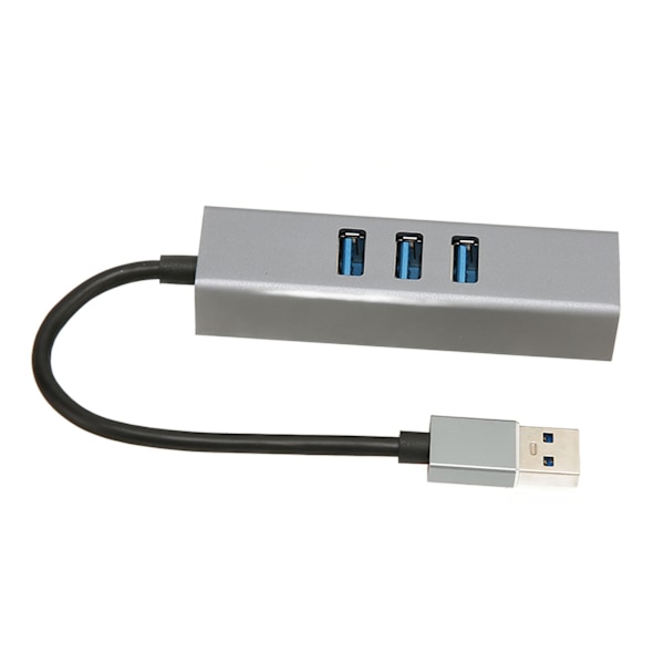 4-porttinen USB3.0-keskitin, moniporttinen Plug and Play, 5 Gbps:n huippunopeudella toimiva USB3.0-RJ45-verkkoadapteri, USB-telakka, hopeanharmaa