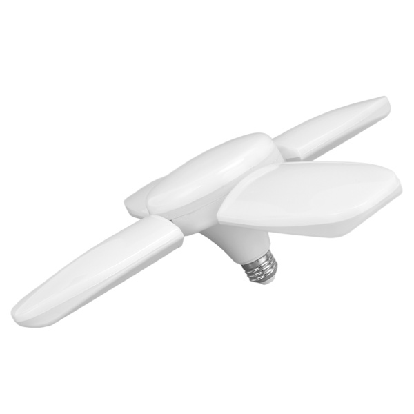 LED-garagelampor, vikbara, 8000LM, E26/27, deformerbara garagelamptak, 85‑265V4+1, fyra blad, 80W, 3000k